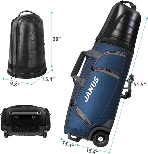 Vista 2 de JANUS Golf Travel Bag Hard Case with Foldable Support Legs, Hands-Free Golf Club Travel Bag with 360° Spinner Wheels, ABS Hard Shell, Foldable