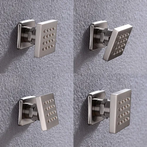 Vista 2 de Chorro de ducha de latón macizo con chorro de ducha ajustable para masaje lateral de spa, juego de ducha montado en la pared, acabado cuadrado