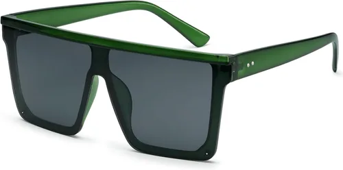 Vista 11 de Dollger - Gafas de sol cuadradas de gran tamaño para mujer y hombre, de moda, armazón negro con parte superior plana