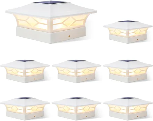 Vista 11 de Luces Solares para Tapas de Postes Exteriores Paquete de 4, Impermeables, Alimentadas por Energía Solar, Luces para Postes de Terraza y Valla