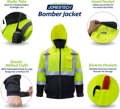Vista 4 de JORESTECH Chaqueta y gorro de seguridad reflectante de alta visibilidad impermeable ANSI