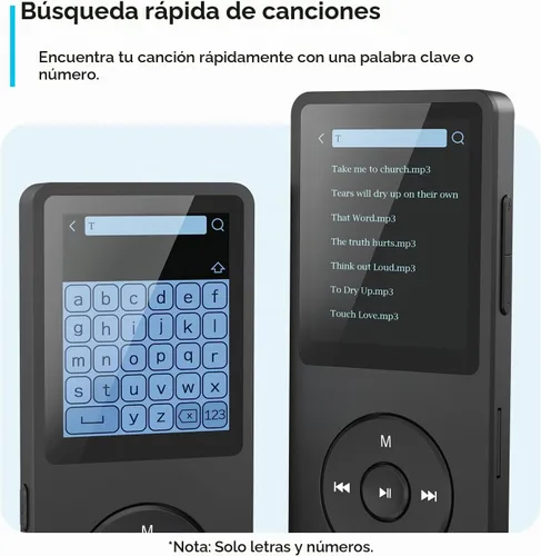 Vista 7 de AGPTEK Reproductor MP3 A02 con Bluetooth 5.3, pantalla de 1.8 pulgadas, reproductor de música portátil con altavoz, radio FM, grabadora de voz Negro