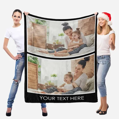 Vista 2 de InterestPrint Manta personalizada con texto y fotos, collage, regalo personalizado para cumpleaños, aniversario, boda, regalo personalizado