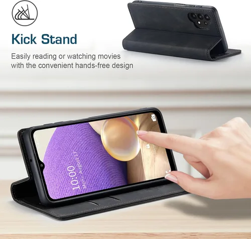 Vista 5 de Funda tipo cartera para Samsung Galaxy A32 5G con bloqueo RFID, tarjetero y función atril magnético, funda de cuero con tapa para Galaxy A32 5G