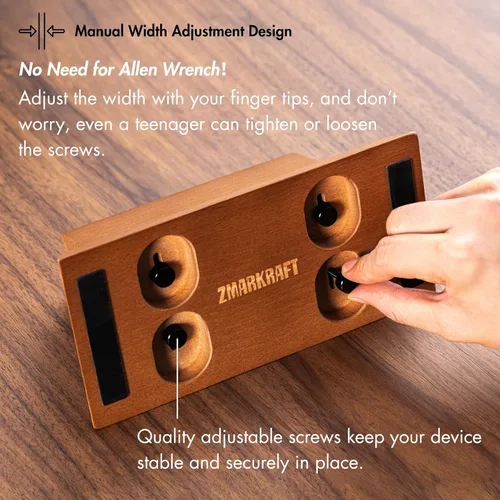 Vista 6 de ZMARKRAFT® Soporte vertical ajustable para laptop compatible con todas las computadoras portátiles, soporte de madera maciza para MacBook, soporte