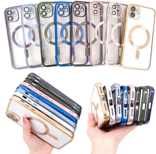 Vista 8 de Matallic - Funda transparente brillante para iPhone 11, compatible con Magsafe con protección completa de cámara chapada
