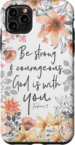 Vista 13 de Funda para iPhone 17 con cita cristiana de Joshua 1:9 con diseño de acuarela bonita floral