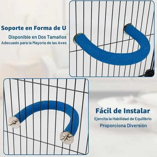 Vista 7 de Rypet Percha para Loros de Superficie Rugosa - Perchas de Arena de Cuarzo para Jaula de Pájaros para Pequeños Periquitos, Cacatúas, Conures Azul