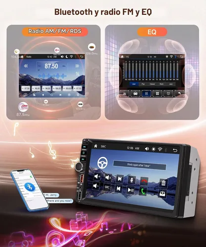 Vista 4 de Rimoody Estéreo doble del coche del din, 7" Carplay inalámbrico de la radio