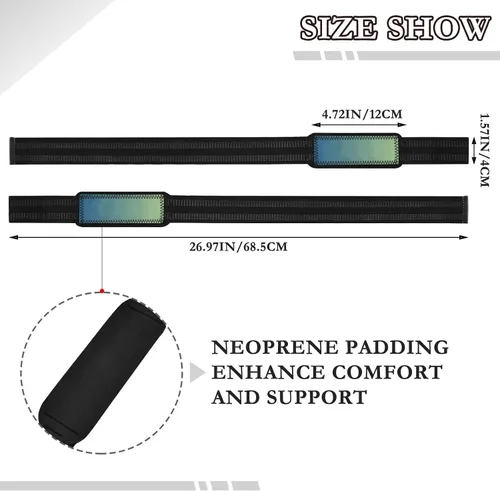 Vista 3 de Dark Green Gradient Lifting Wrist Straps 26" Neoprene Padded Wrist Wraps Gym for Weightlifting, Bodybuilding, Powerlifting, Strength Training