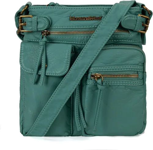 Vista 15 de Montana West Crossbody Bag for Women Soft Washed Leather Multi Pocket Negro
