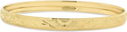 Vista 3 de 14k Gold Plated Step Edged Stackable Bangle Bracelet wEtched Stars & Moons + Jewelry Cloth & Pouch