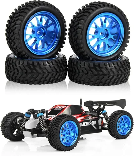 Vista 4 de DAUERHAFT 4 neumáticos RC Crawler, neumáticos RC de 1. 7 pulgadas, neumáticos de goma RC, neumáticos de automóvil 1/18, neumáticos y ruedas RC