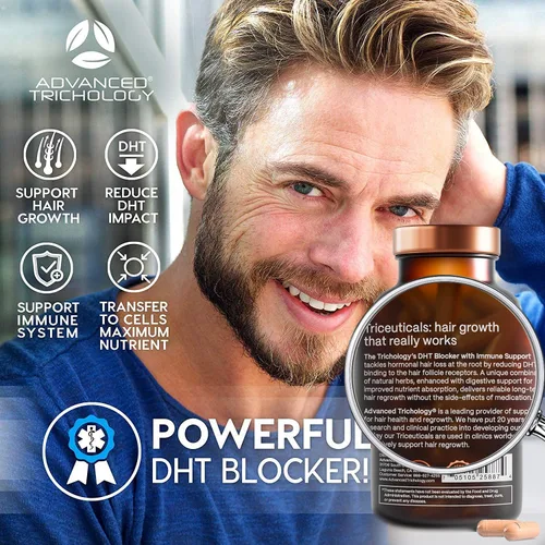 Vista 6 de DHT Blocker - Suplemento para el crecimiento del cabello para adelgazamiento genético para hombres y mujeres Aprobado* por la Asociación Americana