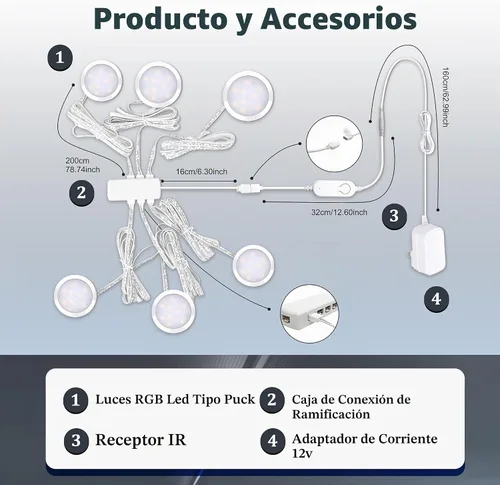 Vista 4 de Cefrank - Luces LED inteligentes de disco, paquete de 6, iluminación WiFi