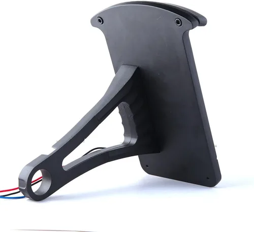 Vista 3 de Marcos de placa de matrícula de montaje lateral personalizados para motocicleta Bobber, luz de freno trasera cromada Negro