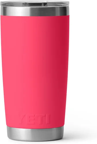 Vista 7 de YETI Rambler - Vaso de acero inoxidable con tapa MagSlider, 20 onzas, color rosa Bimini.