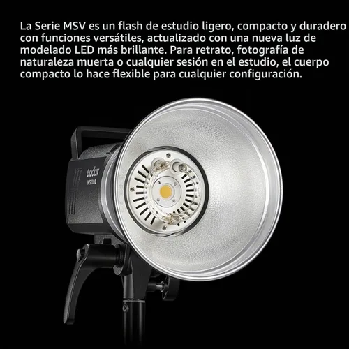 Vista 4 de Godox MS300V 300Ws GN58 Compact Studio Strobe Flash Bowens Mount Monolight Negro