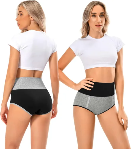 Vista 2 de MISSWHO Cotton High Waisted Womens Underwear Soft Stretch Breathable Full Coverage Ladies Panties Multipack