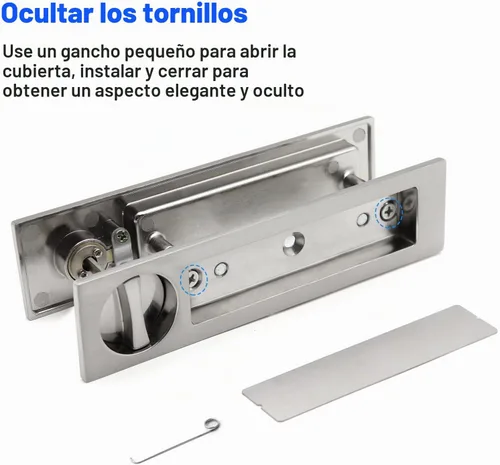 Vista 7 de Dontay Manija de puerta de bolsillo, moderna función de entrada rectangular con llave, pestillo de tracción (dormitorio/baño), herrajes para puerta