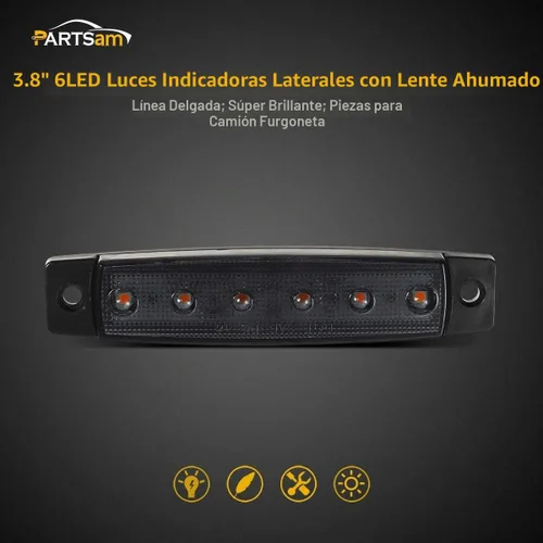 Vista 2 de Partsam 6 luces indicadoras laterales LED, paquete de 5, 3.8 pulgadas, 5 x ahumado/ámbar.