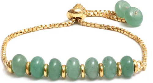 Vista 26 de Gempires - Pulsera de cuentas redondas naturales, chapada en oro amarillo de 14 quilates, joyería hecha a mano, pulseras ajustables para mujer