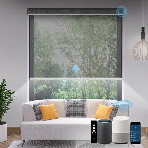 Vista 17 de SmartWings Persianas Motorizadas con Filtro de Luz, Compatible con Matter Thread Homekit Z-Wave Alexa Google, Persianas con 70% de Opacidad Safari
