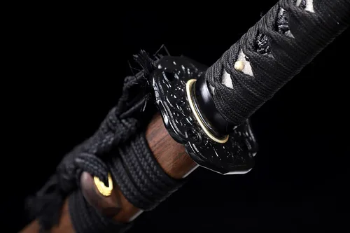 Vista 5 de Tanto Sword - Espada corta hecha a mano de arcilla katana templada de acero T10 real Hamon espada samurái de espiga completa afilada