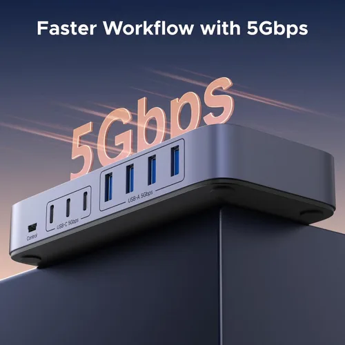 Vista 3 de UGREEN Interruptor USB 3.0 de 2 entradas y 7 salidas, conmutador USB para compartir dispositivos USB A y C entre 2 computadoras (4USB-A + 3USB-C)