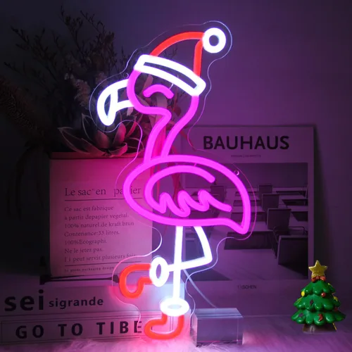 Vista 9 de Letrero de neón de perro salchicha con sombrero de Navidad, letrero LED de neón de perro salchicha, luces de neón de perro salchicha para Azul Rojo