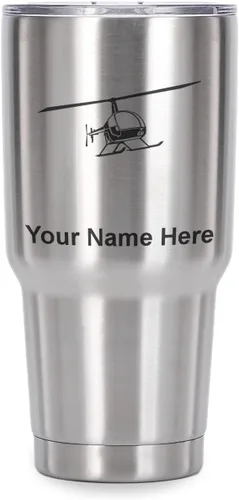 Vista 7 de LaserGram Vaso aislado al vacío de 20 onzas, helicóptero 2, grabado personalizado incluido (negro)