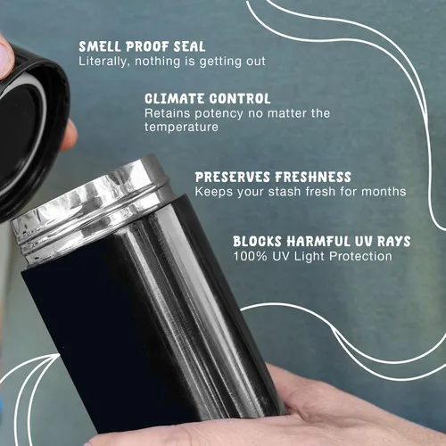 Vista 7 de Mini Envase Hermético de Almacenamiento - Sellado al Vacío Aislado con Tarro de Vidrio Anidado - Protección UV, Acero Inoxidable con Control