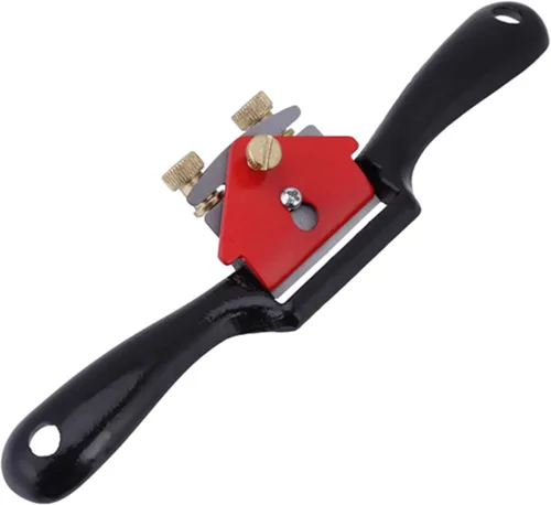 Vista 5 de Oumefar Spokeshave Plane 9 Pulgadas Ajuste Spokeshave Herramienta de Recorte de Mano Herramienta de carpintería con Doble Tornillo Negro Rojo