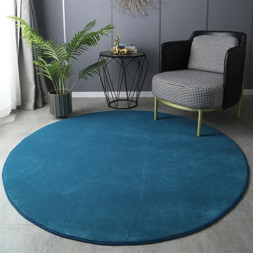 Vista 13 de Alfombra redonda sólida gruesa antideslizante, alfombra de felpa suave y esponjosa para sala de estar, dormitorio, habitación de los niños, Beige