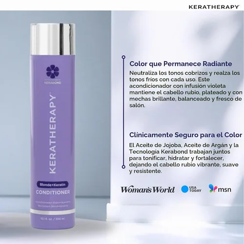Vista 4 de KERATHERAPY Acondicionador tonificante violeta totalmente rubio con infusión de queratina, 10.1 fl. oz. / 300 ml - Acondicionador morado