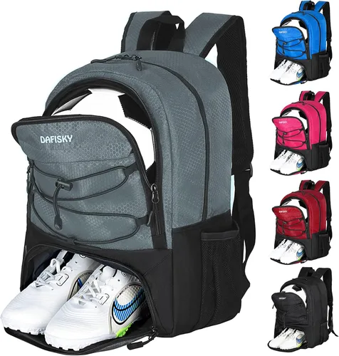 Vista 7 de DAFISKY Mochila de fútbol juvenil – Bolsa de fútbol con zapatos y compartimento para pelotas Bolsa deportiva para baloncesto, voleibol, fútbol
