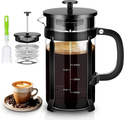 Vista 8 de YMMIND - Cafetera de prensa francesa de 34 onzas, cafetera de espresso de 5 tazas, cafetera de cobre para café frío con resistencia al calor y Ámbar
