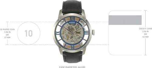 Vista 3 de Reloj automático Townsman de cuero negro de 1732in plateado Correa