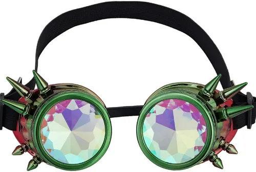Vista 106 de Gafas caleidoscopio para raves trippy psicodélico steampunk con lentes de cristal de difracción de prisma arcoíris