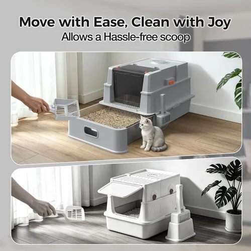 Vista 2 de XXXL Stainless Steel Litter Box with Lid,28" L x 20.5" W x 16.5" H Extra Large Cat Litter Box Enclosure for Large and Multi-Cats