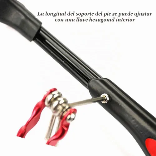 Vista 5 de Mesee Soporte de bicicleta de aleación de aluminio ajustable, soporte lateral para bicicleta, ajuste de 24 pulgadas, 26 pulgadas, neumático