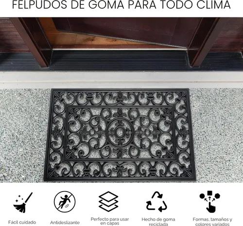 Vista 6 de DII Colección de felpudos de goma para todo tipo de clima, 18x30, entramado de diamante marrón Celosía de diamante marrón