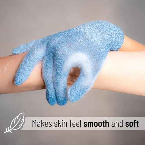 Vista 4 de Slick- Guantes exfoliantes, 4 piezas, exfoliante de piel para cuerpo, guantes de baño/exfoliante, accesorios de ducha para mujeres, guante exfoliante