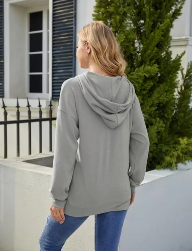 Vista 4 de Syellowafter Sudadera casual con capucha y manga larga para mujer, ajuste holgado, de invierno, larga y cómoda