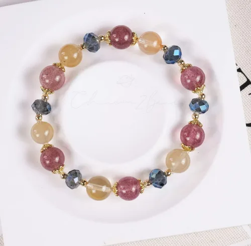 Vista 153 de Precious Gemstone Natural Crystal Healing Bracelet, Rutilated Quartz, Moonstone, Quartz Handmade Original Design Bracelet