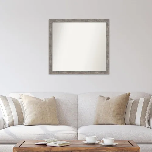 Vista 42 de Amanti Art Silver Bathroom Mirror for Over Sink, 26x35 Custom Made Marred Pewter Rectangle Vanity Mirror, Large Casual Wood Frame, Hangs Horizonally