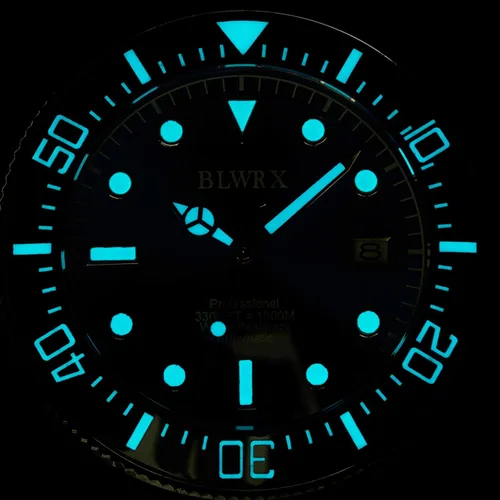 Vista 2 de BLWRX Reloj de acero inoxidable profesional automático de 3,280.8ft para hombre, Entre oro, deportes al aire libre