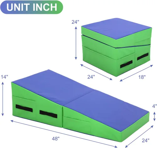 Vista 7 de BLKMTY Colchoneta de gimnasia – 48 x 24 pulgadas para niños y ejercicio en casa