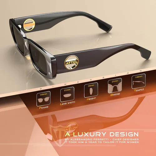 Vista 3 de ATTCL Gafas de sol polarizadas para mujer con marco rectangular moderno y grueso con protección UV
