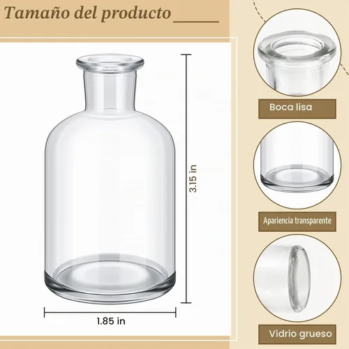 Vista 3 de Lallisa 54 piezas 8 centímetros Jarrones pequeños de vidrio en brote a granel, jarrones mini de flores para centros de mesa, botellas de vidrio